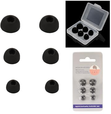 Replacement Silicone Earbud Tips for Samsung Galaxy Buds FE - 3 Pairs (S/M/L Sizes) with Storage Box | Noise Isolation & Comfortable Earphone Rubber Buds,toergy Earbuds Covers,Black & Transparent