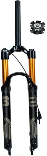 26 27.5 29 Pouces Vélo Suspension Pneumatique Fourche 1-1/8 Arbre Droit Vélo De Ville Trekking Roue Avant Fourche Débattement 120Mm Dégagement Rapide 9 × 100 QR Pour DH AM,Remote lock a,26inch