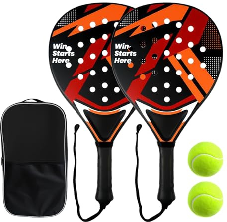 Set Di 2 Racchette Da Pädel, Superficie In ABS E Nucleo In Schiuma EVA, Nero, Racchetta Da Tennis Leggera, Racchette Da, Con 2 Palline E Borsa Per Il Trasporto, Per Adulti, All'aper