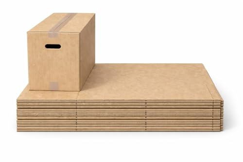 Attitude Jardin - Lot de 50 Cartons Déménagement - 60x30x30 cm - 54L - Poignées Renforcées - avec 1 Rouleau Adhésif Offert