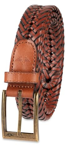 Dockers Men's Leather Braided Casual and Dress Belt,tan Glazed,38