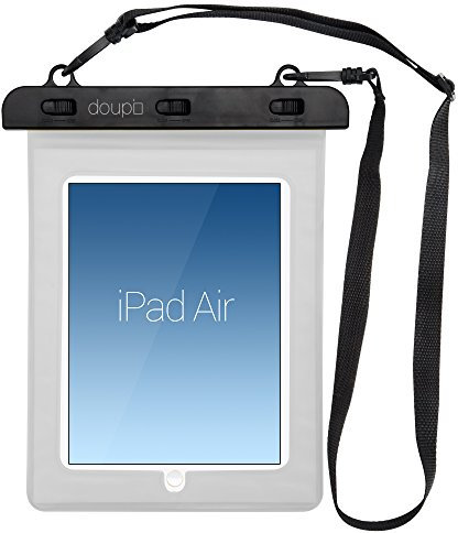 doupi Étui Etanche 280x210mm pour 9/10 Pouces Tablet, avec Fonction écran Tactile Caisson Waterproof Water Resistant Beach Bag, Blanc/Transparent