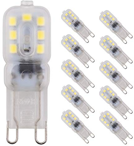 POCKETMAN 10 Packs 2W 14 SMD 2835 Dimmable G9 Led Bulbs,Led Energy Saving Bulbs,Daylight White 6000k, 200 Lumens,Equivalent to 20W Halogen Bulb,AC 220-240V,360°Beam Angle