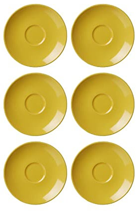 Ritzenhoff & Breker Doppio Espressountertassen, 6er Set, Sonnengelb, ø 12 cm, Espresso Unterteller mit farbigem Rand, Untere aus Porzellan, Spülmaschinengeeignet