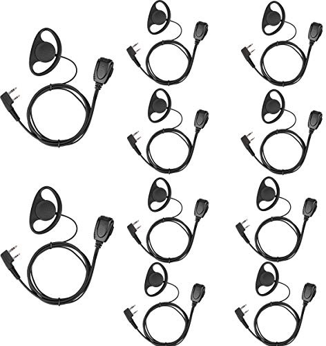 Retevis Walkie Talkie Headset, 2 Pin D-Form Ohrhörer, Kopfhörer Kompatibel mit Funkgerät RT24 RT622 RB618 RT617 H777 Baofeng BF-888S BF-88E Tyhbelle Radioddity Kenwood (10 STK.)