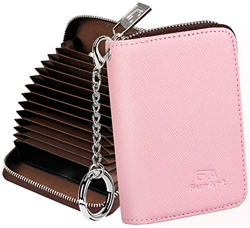 FurArt Porta Carte Credito, Cerniera Portafoglio Carta di Credito, Blocco RFID Porta Tessere per Donna e Uomo