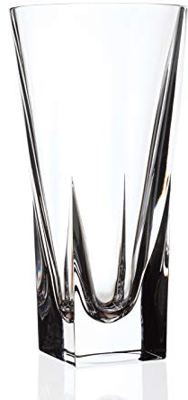 Barski Jarrón – Fondo Cuadrado – Jarrón de Cristal de Apertura Redonda – para Flores – Rosas – Cristal – 30,5 cm de Alto, Fabricado en Europa