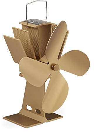 Relaxdays Ofenventilator ohne Strom, geräuscharm, für Kamin & Ofen, hitzebetrieben, 4 Blätter, Kaminventilator, bronze, 1 Stück