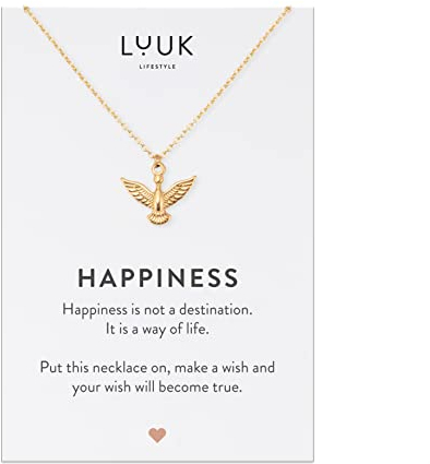 LUUK LIFESTYLE Edelstahl Halskette mit Anhänger für Damen, filigraner Schmuck, Glücksbringer, Freundschafts Kette, Geschenk für Frauen & Mädchen, Vogel I Adler I Phönix, gold