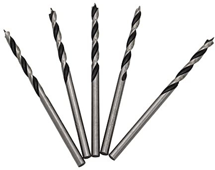 Brad Point Drill Bits 3mm (1/8) Wood Drill Bit Set Woodworking Drills High Carbon Steel for Furniture Hardwood Softwood Cupboard Wardrobe 5 Pack