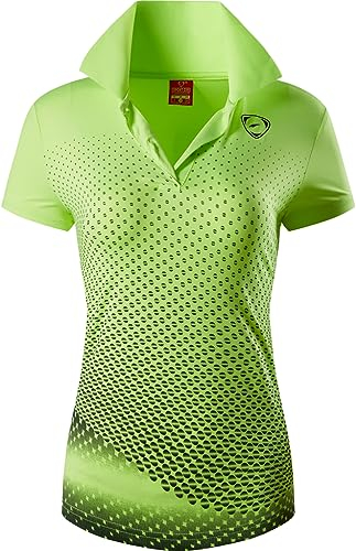 jeansian Women's Sports Breathable Short Sleeve Tennis Golf Bowling Polo T-Shirts Tee SWT251 GreenYellow 3XL