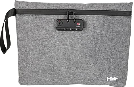 HMF Geruchsdichte Tabaktasche mit TSA Zahlenschloss für Reisen | Größe L | Polyester | Grau