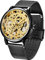 Herren Skelett Mechanische Römische Ziffern Mesh Armband Uhr Handaufzug Mechanisches Mesh Leuchtend Wasserdicht Uhr für Männer, WIN069 - Schwarzgold, Mechanisch