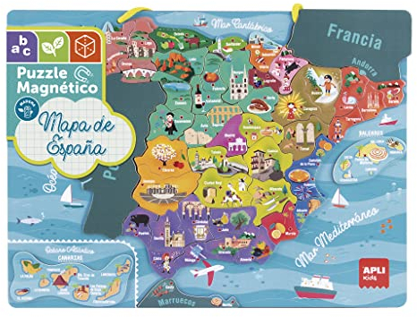 APLI Kids 18893 - Puzle magnético Mapa de España - Juego de 50 imanes para Aprender la geografía de España - para niños a Partir de 5 años
