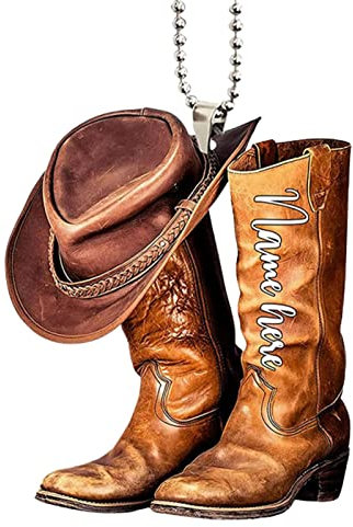 Western Thema Weihnachtsschmuck, Auto-Rückspiegel-Anhänger, Acryl-Sattel-Schlüsselanhänger, Anhänger, Cowboy-Stiefel, Auto-Innendekoration, Zubehör für Pferdeliebhaber