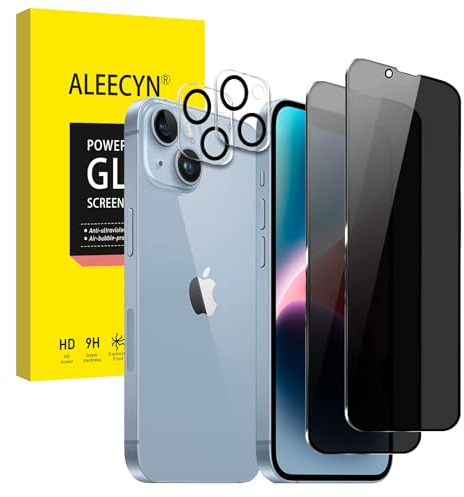 Aleecyn [2+2] 2 Stück Sichtschutz Schutzfolie Für iPhone 14 Plus mit 2 Stück Kamera Panzerfolie,Anti-Spy Schutzglas,Anti-Kratzen Displayschutzfolie