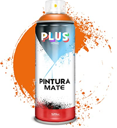 Pintura Spray 520cc para pintar todo tipo de super cies: madera, metal, cartón, tela, piedra, bra de vidrio, plásticos rígidos, etc para bricolaje y DIY.Naranja Peligro (Ref:645)(Paquete de 1 )