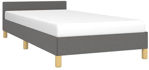 Cadre de Lit vidaXL avec Tête de Lit et Sommier à Lattes - Lit Rembourré - Gris Foncé - 80x200 cm - Tissu