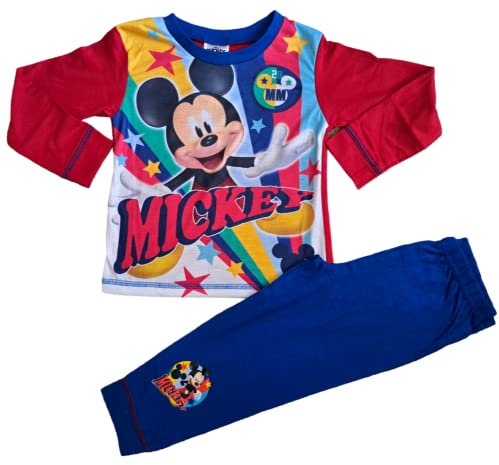 Boys Mickey Mouse Long Length Pyjamas Age 2-3 Years Red