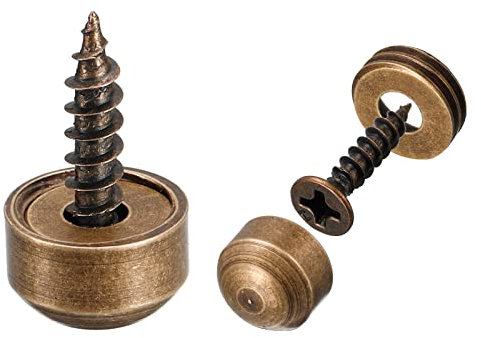 sourcing map Lot de 8 vis décoratives avec capuchons, vis de fixation en laiton de 9 mm de diamètre, pour miroirs, tables, meubles, bronze