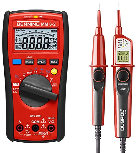 Benning MM 6-2 True RMS-Digital-Multimeter 44087 & DUSPOL digital Digitaler True RMS Spannungsprüfer 50263