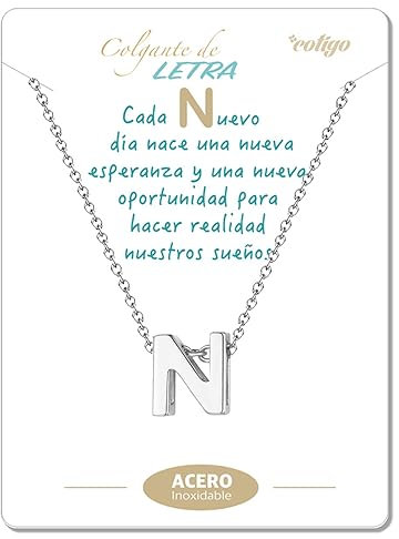 cotigo Initialen-Halskette aus Edelstahl, Damen-Halskette mit kleinem Buchstaben-A-Z-Anhänger – Schmuckgeschenk für Mutter, Geburtstag, Freundin oder Freunde, Farbe Silber und Golden (N-Silberne)