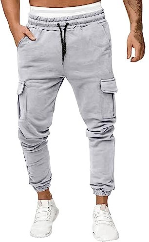 EODJXIO Pantaloni Impermeabili da Uomo MTB, con Tasche, 4XL, Jeans Skinny, Taglia 48, Tuta Uomo Estivo, Bianco, Cargo, Baggy, da Lavoro