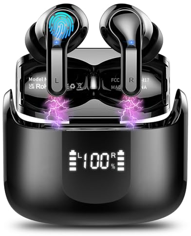 Wireless Earbuds, Wireless Headphones Bluetooth 5.3 Headphones with 4 ENC Mic, NEW 40H Bluetooth Earphones in Ear Deep Bass Noise Cancelling Bluetooth Earbuds Mini Ear Buds IP7 Waterproof LED Display