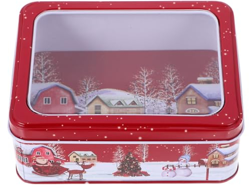jojofuny Weihnachtliche Blechdose Mit Sichtfenster Transparente Aufbewahrungsbox Für Süßigkeiten Kekse Und Snacks Für Und Dekoration Zu Weihnachten