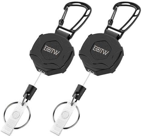 EOTW 2 Stücke Einziehbarer Schlüsselanhänger, ID-Ausweisrolle mit 70cm Schlüsselanhänger Ausziehbar Stahlseil, Karabinerhaken Schlüsselring für Kartenhalter, Gürtelclip und Schlüssel,10 OZ