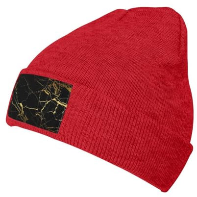 Beanie-Mütze für Damen und Herren, warme Strickmütze, Winter-Strickmütze, Stretch-Mütze, Gold/Schwarz, Rot/Ausflug, einfarbig (Getaway Solids), Einheitsgröße