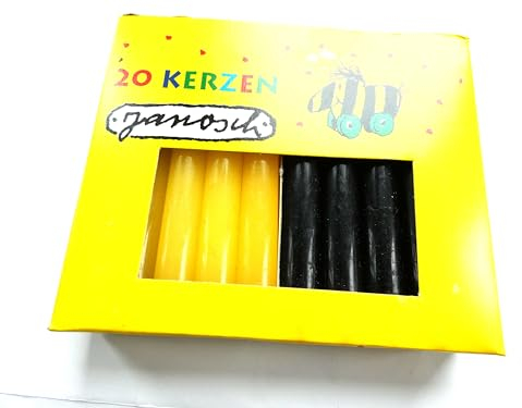 janosch Tigerente Kerzen 20Stück, gelb und schwarz 10cm