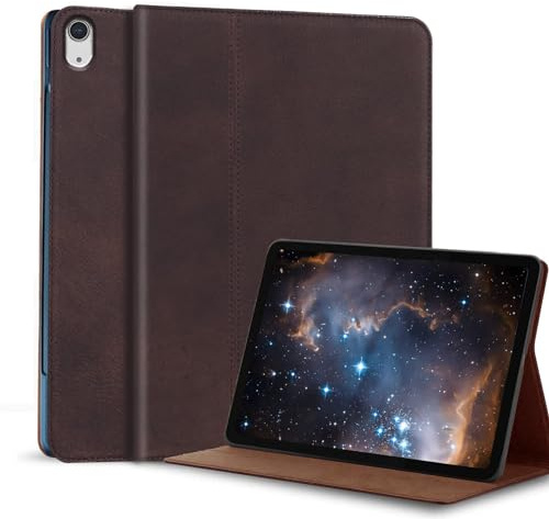 Gexmil Leder Hülle für iPad A16 11th Gen 11 2025,iPad 10th Gen 10.9 2022 | Premium Echtleder Cover/Flip,Auto Schlaf/Aufwachen,Schutzhülle Einstellbarer Ständer,Stoßfest,Mattbraun