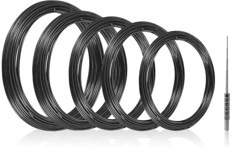 5 Roll Black Aluminum Craft Wire, Thick Bendable Crafting Wires Flexible Modelling Wire for Jewelry Making Crafts Beading Floral, 0.8mm 1.0mm 1.5mm 2.0mm 2.5mm 5m/Rolls