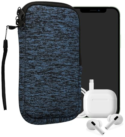 kwmobile Handytasche für Smartphones XL - 6,7/6,8 - Neopren Handy Hülle Deep Ocean Schwarz - Handy Tasche 17,2 x 8,4 cm Innenmaße
