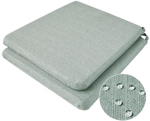 BALCONY & FALCON Stuhlkissen, Bezug abnehmbar, maschinenwaschbarer Bezug, rutschfestes Sitzkissen mit Bändern, strapazierfähige Stuhlauflagen für Küchenstühle im Innenbereich Hellgrün 41.5*38 cm * 2