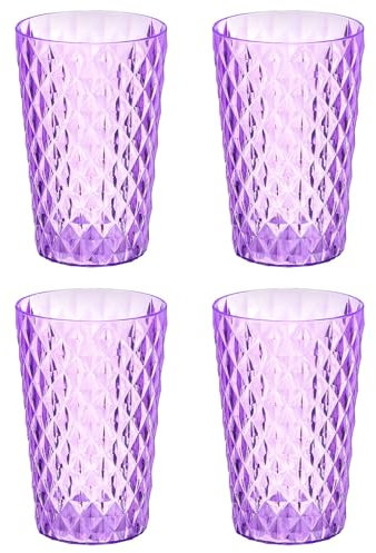 sourcing map Lot de 4 gobelets en plastique transparent incassable réutilisable pour café, lait, jus, violet