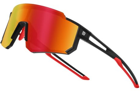 DUCO Polarisierte c Jugend sport Radfahren Schatten Leichter Rahmen UV400 Kind Jungen Mädchen Baseball Sonnenbrille DK310 (Schwarz Rahmen Rot Temple Revo Orange Linse)