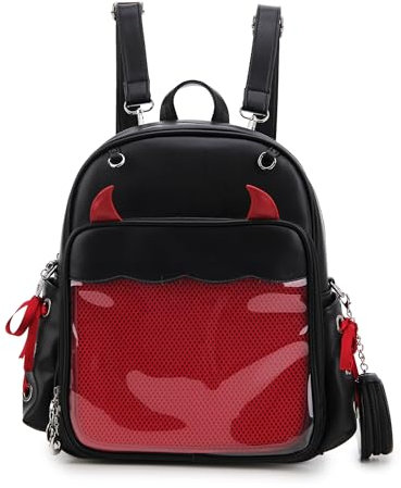 fancybag Ita Backpack Pin Display Multi-Purpose Women Backpack with Insert Gothic Design Cosplay Halloween Enamel Pins Shoulder Bag Punk Black Handbag