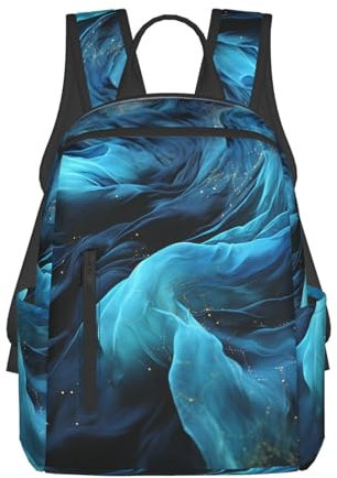 LZQPOEAS Sac à dos de voyage pour ordinateur portable, sac à dos tendance pour femme et homme, sac d'ordinateur en tissu bleu, sac à dos léger pour randonnée, noir, One Size