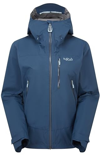 Rab Women's Downpour Mountain Jacket | Lightweight, Hooded Rain Coat, for Hiking, Climbing, & Trekking