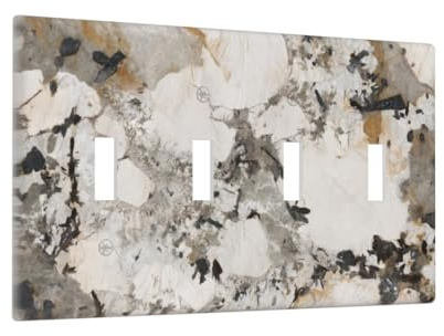 Yamxbfa Decorative Light Switch Cover Plate Abstract Gray Marble Grey Texture 4 Gang Wall Plate Oversized Quad Toggle Switch Cover Plate Jumbo Electrical Face Plate for Bedroom Decor