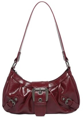 Y2K Geldbörse Schultertasche für Damen, Obergriff, Handtasche, klein, Gothic, Punk, Hobo, Clutch, trendige Unterarmtasche, 006-rot, Small