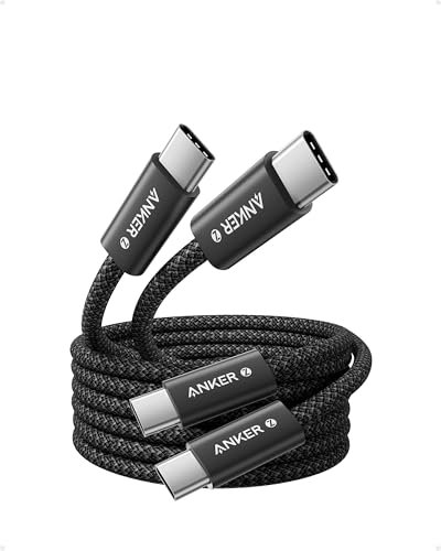 Anker Zolo Cavo da USB-C a USB-C, 240W Ricarica Rapida, 2 Pack, Cavo Intrecciato Resistente alla Sporcizia, Connettore Sottile, per iPhone 16/15 ProMax Plus, MacBook/iPad/Galaxy S24 (1,8m+1,8m, Nero)