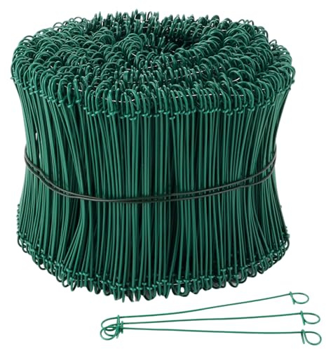 DAJAVE 1000 Stück Rödeldraht Grün 1,4 x 140 mm Rödeldraht mit Ösen, Rostfreier & Langlebiger Betonbindedraht, Blumendraht Grün Floristendraht 1,4mm Betonbindedraht Ösendraht Drill Draht
