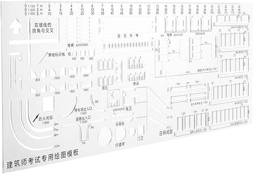 Angoily Zeichnungsvorlage Bauzeichnung Vorlage Zeichnungsschablone für Innenarchitektur Architekturherrscher Konstruktion Messung Schablonen zum Malen Geometrievorlage Plastik Transparent