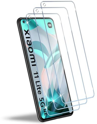 HidWee Protector Pantalla Compatible con Xiaomi Mi 11 Lite 4G / 5G / NE Cristal Templado, 3 Piezas HD Protector de Pantalla, Sin Burbujas, Anti-Arañazos, Antihuellas, 9H Dureza Vidrio Templado