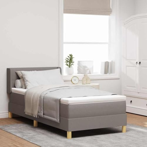 vidaXL Boxspringbett mit Matratze mit Kopfteil Taupe 90 x 200 cm Stoff, Schlafzimmer-Einrichtung, modernes Bett, höhenverstellbarer Boxspring, Bequeme Matratze, ergonomische Kopfstütze