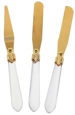Amosfun 3 Pièces Couteaux à Fromage Acier Inoxydable avec Poignée Cristal Couteaux à Beurre Trancheurs et Spatules pour Fromage et Confiture Ustensiles Élégants pour Cuisine et Apéritifs
