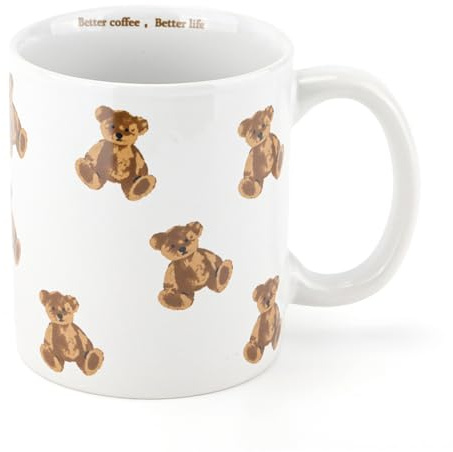 Dermalyx 325ML Tazza da caffè Bianco Tenero Orsetto Tazze Divertenti Tazze Carine, Tazza in Ceramica per Casa Ufficio per Amanti degli Animali Insegnanti Genitori